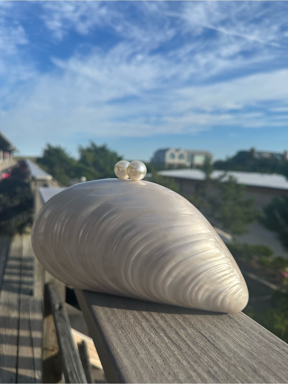 Pearlescent Shell Clutch in Pearl White - Picture 7 of 8